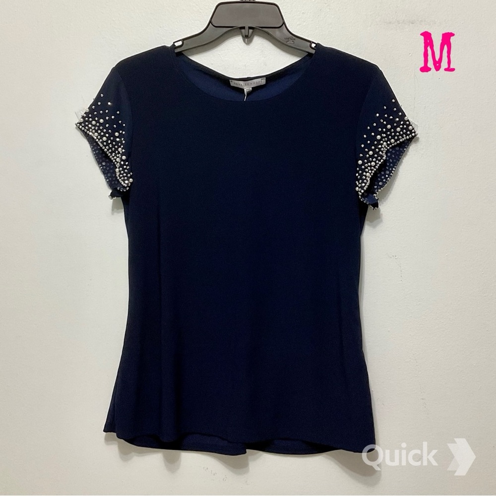 M - NWT Annalee + Hope Beaded Sleeve Top